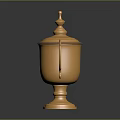 Handcrafted Golden Trophy Sculpture With Lid Two Handles And Base