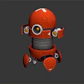 Red Robot Character Design With Round Head Glowing Eyes Metallic Body And Red Legs