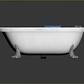 Elegant White Clawfoot Bathtub With Blue Towel And Silver Faucet