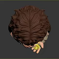Cartoon Dwarf Character With Brown Curly Hair Holding Yellow Object In Hand