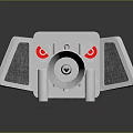 Modern Gray Headphone Speaker With Dual Side Grilles Red Accents And Reflective Base