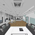 Modern Office Interior With Sofa Set Coffee Table Large Windows And Wooden Flooring