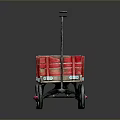 Red Metal Toy Wagon With Black Handle And White Rimmed Wheels