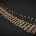Rustic Suspension Bridge With Wooden Planks Rope Railings And Outdoor Design