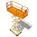 Orange Mobile Scissor Lift Elevator With Guardrail Platform For Aerial Work 3d model