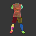 Green Short Sleeved Soccer Jersey With Yellow Uno Dos Text And Blue Shorts Yellow Socks