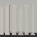 Various Classical Columns With Decorative Capitals And Fluted Shafts For Interior Design