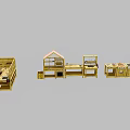 Kindergarten Wooden Play Furniture Featuring Playhouse Shaped Stations And Activity Tables