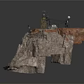 Industrial Rock Structure Setup With Tower Equipment Cables And Monitoring Devices
