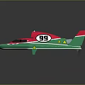 Vibrant Red Green White Racing Speedboat With Streamlined Design And Number 99