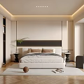Modern Bedroom Interior Design With Bed Headboard Bedside Tables White Rug And Chair