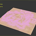 Pink Colored Landscape Model With Textured Mountain Terrain Surface