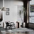Modern Living Room With Comfortable Lounge Chair Side Table Floor Lamp And Scenic Window View