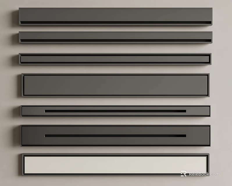 Various Modern Decorative Strips Featuring Different Designs And Colors 3d model 