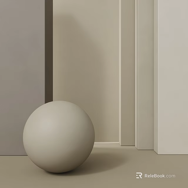 Modern Geometric Components With Light Colored Sphere And Rectangular Gray Beige Panels 3d model
