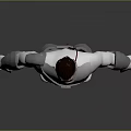 3D Model Of Futuristic Humanoid Character In White Gray Silver Tech Armored Costume With Glasses