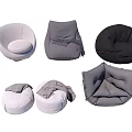 Single Sofa Various Cozy Styles in Gray Black Round Cushioned Designs 3d model