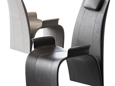 Modern Leather Leisure Chairs With Sleek Lines Stylish Black And Gray Design 3d model