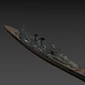 Detailed Historical Naval Warship Model With Turrets And Deck Features