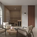 Modern Club Interior Design With Columns Plants Windows Chairs And Tables