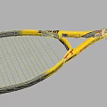Professional Tennis Racket As Essential Sports Equipment With Yellow Frame Green Strings And White Handle