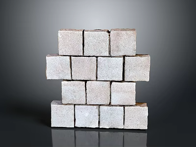 Stacked Gray Natural Stone Blocks With Textured Surface And Decorative Arrangement 3d model