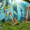 Modern Light Buoy Art Device Activity Art Device Mirror Device Seabed Set 3d model