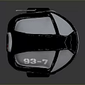 Futuristic Metallic Helmet Design With Black Silver Red Accents Visor And Antenna