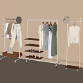 Modern Minimalist Clothes Racks With Drawers Shelves And Light Colored Apparel Hats Shoes