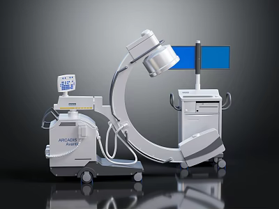 Mobile AXIOM C arm X ray System With Display Monitor And Control Console 3d model