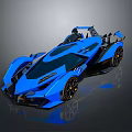 Blue Open Top Racing Car With Modern Sleek Body And Golden Wheels