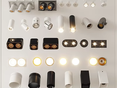 Modern Downlights And Spotlights With Various Styles And Colors For Home Interior Lighting 3d model