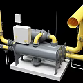 Industrial Equipment On Base With Yellow Pipes And Control Box
