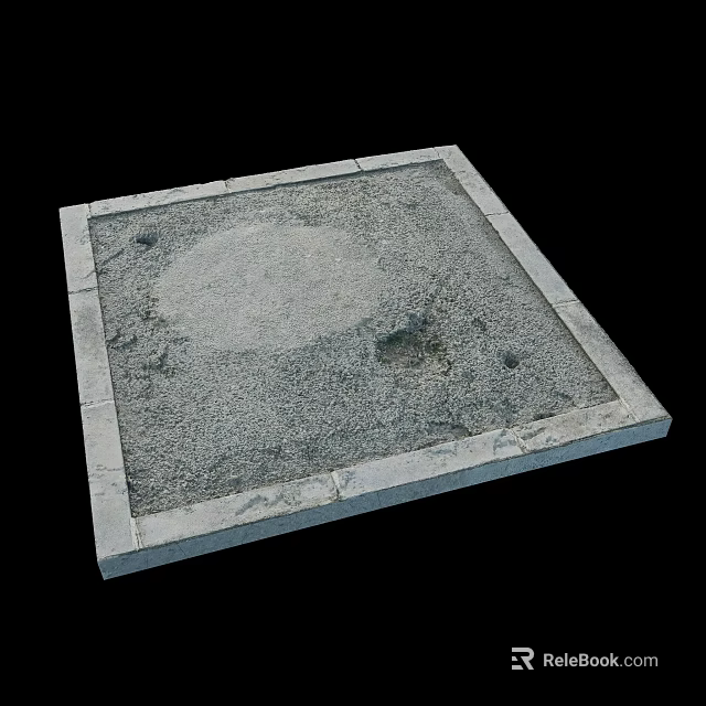 Road Infrastructure Square Frame Circular Cover with Concrete Pavement Design 3d model