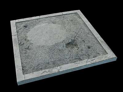 Road Infrastructure Square Frame Circular Cover with Concrete Pavement Design 3d model