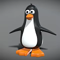 Cute Black and White Penguin Character with Orange Feet for Game Movie Roles