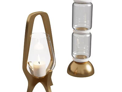 Modern Table Lamps With Arched Gold Stand And Cylindrical Transparent Glass Design 3d model