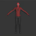 Spider Man Character In Red And Black Hoodie Standing With Arms Outstretched
