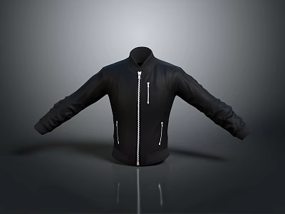 Realistic Style Black Riding Jacket Jacket Riding Suit Black Jacket Carved Material Lightweight Jacket 3d model