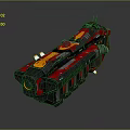 Futuristic Sci Fi Weapon With Red Black Orange Mechanical Design Cannon Barrel Detailed Structure