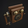 Vintage Wooden Rotary Telephone With Brass Accents And Classic Design Elements