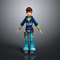 Game Movie Character Wearing Blue Hoodie with ELECTRO Text Tool Belt Brown Hair Standing Pose 3d model