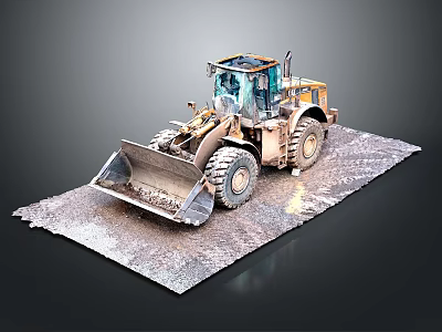 Yellow Construction Loader With Front Bucket On Gravel Ground For Work 3d model