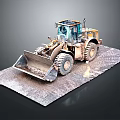 Yellow Construction Loader With Front Bucket On Gravel Ground For Work 3d model