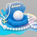Elegant Pearl Jewelry With Underwater World Shell Display And White Pearl Necklace