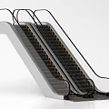 Modern Dual Escalator With Black Handrails Gray Steps And Yellow Edges