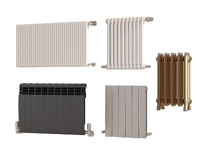 Various Types of Radiators in Different Styles and Colors for Home Heating 3d model