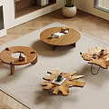 Natural Wooden Coffee Tables With Various Irregular Designs In Living Room Carpet Setting
