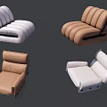 Modern Single Sofa Designs in White and Brown with Varied Backrest Styles 3d model