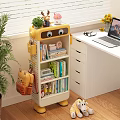 Cute Yellow Kids Storage Cabinet with Shelves Books Toys and Drawers in Kids Room